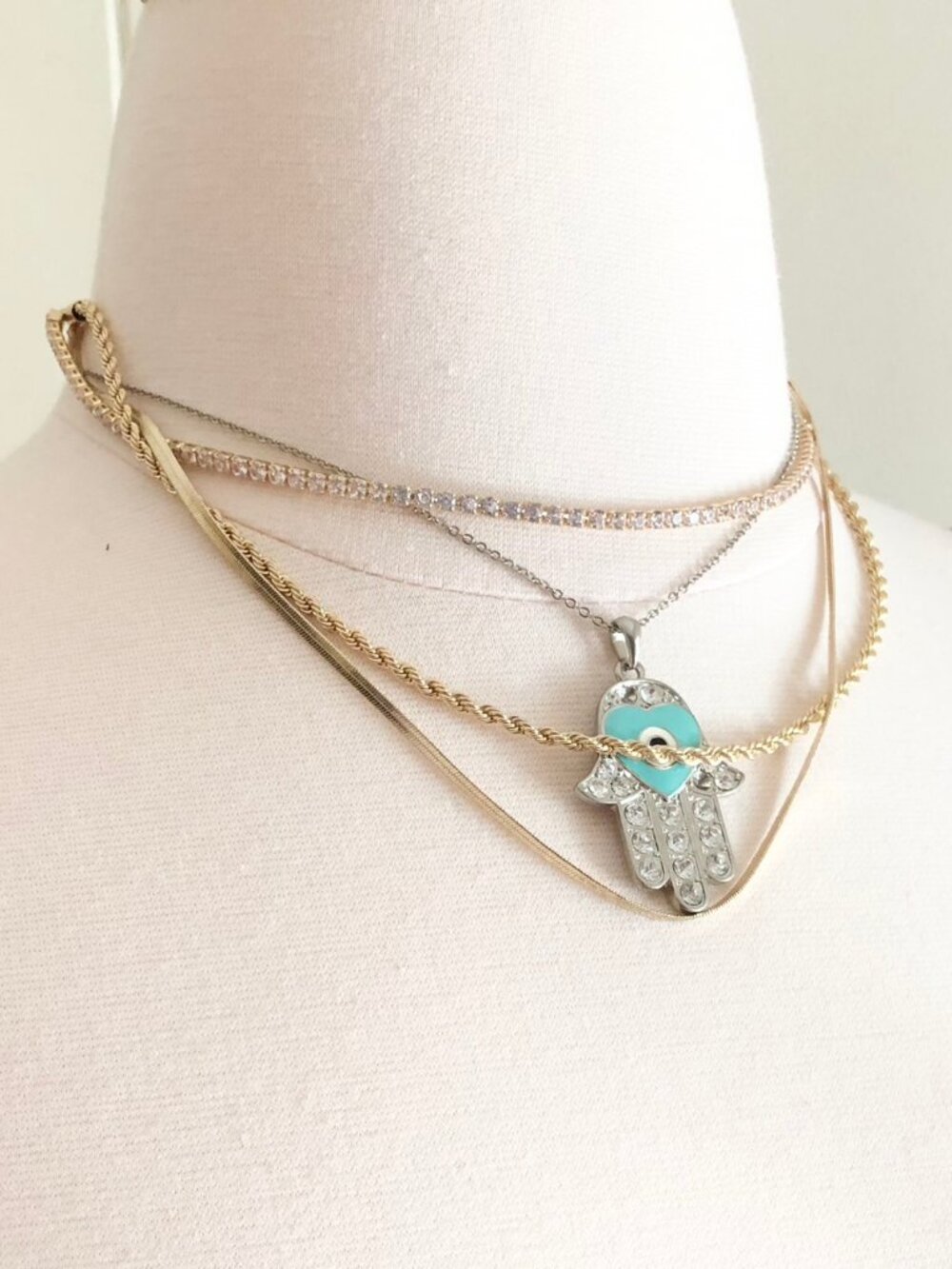 Silver Hamsa Pendant Necklace
